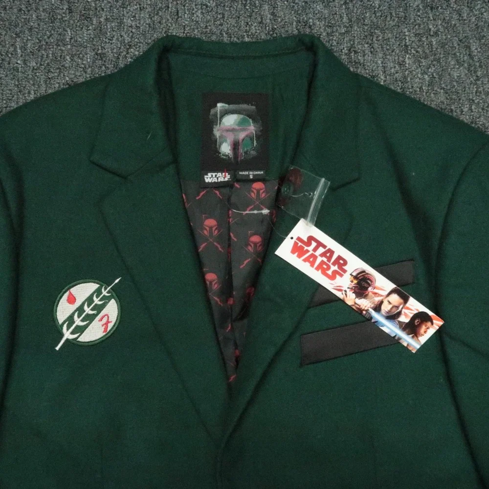 Star Wars Jacket Mens Small Green Boba Fett Blazer Wool Blend Lined NWT‎